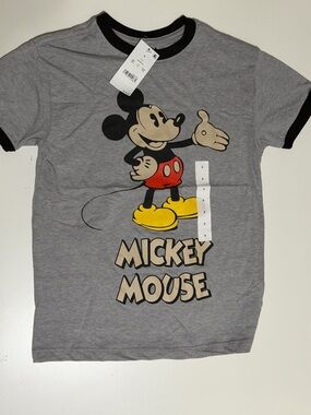 Disney Mickey Mouse Gray Graphic Ringer Tee for Kids